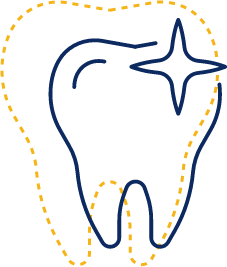 Animated tooth with sparkle thanks to preventive dentistry